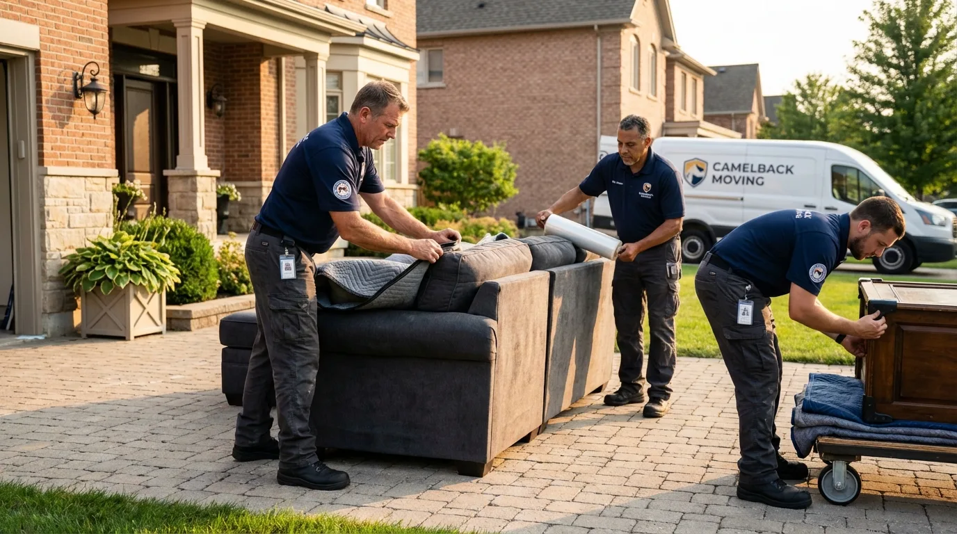 Large estate moving crew wrapping furniture in Lenoir City, TN