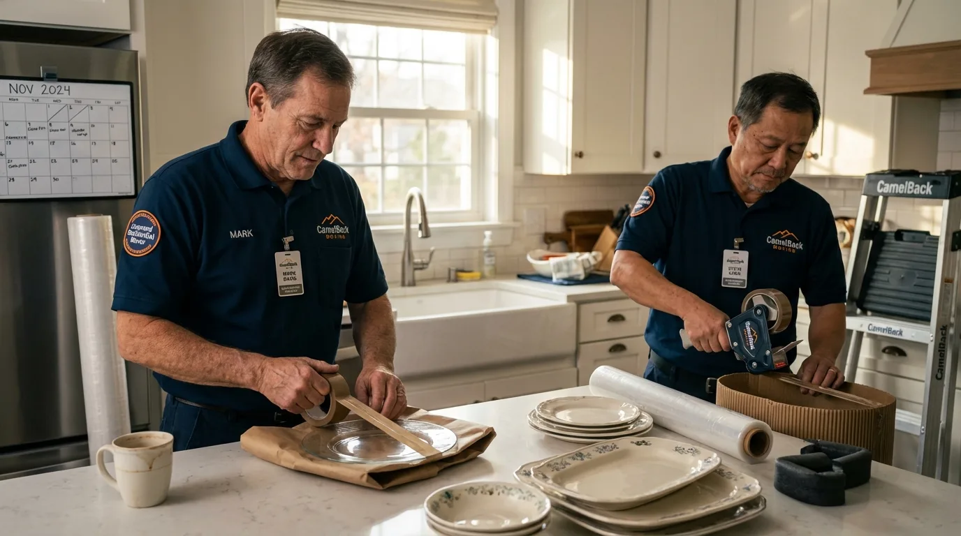 Professional crew packing kitchen dishware in Lenoir City, TN