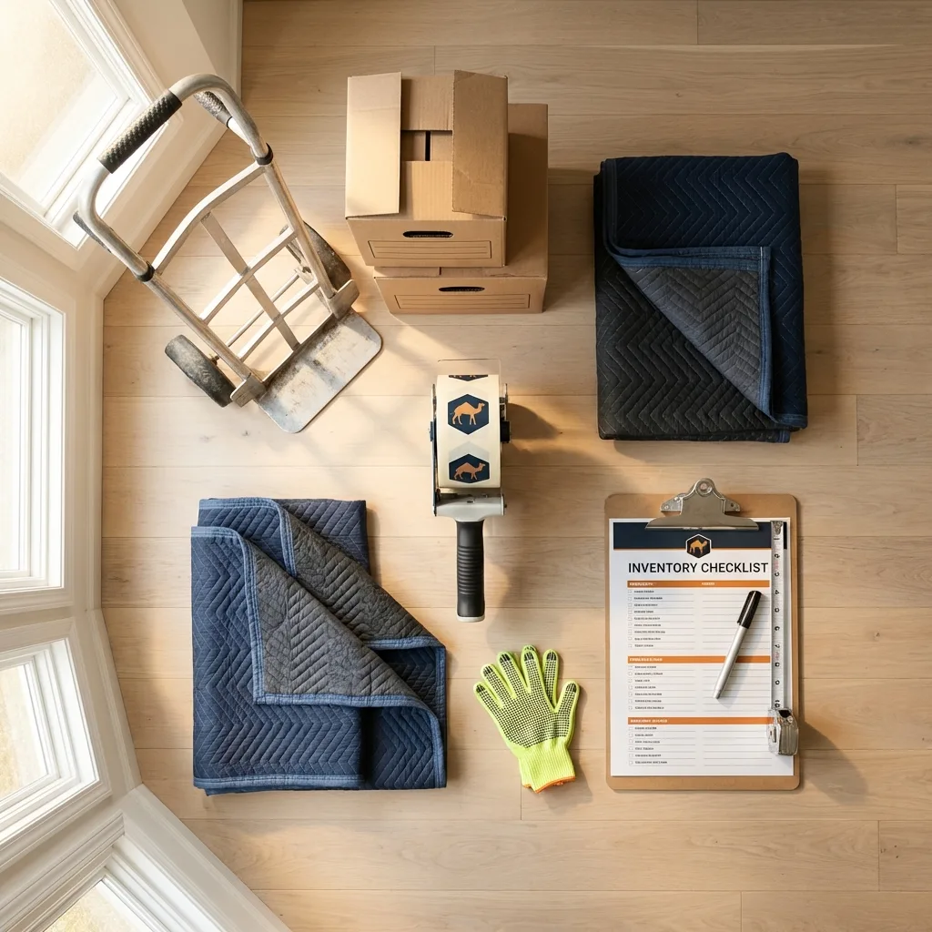 Professional moving supplies and packing materials layout for Lenoir City residential relocations
